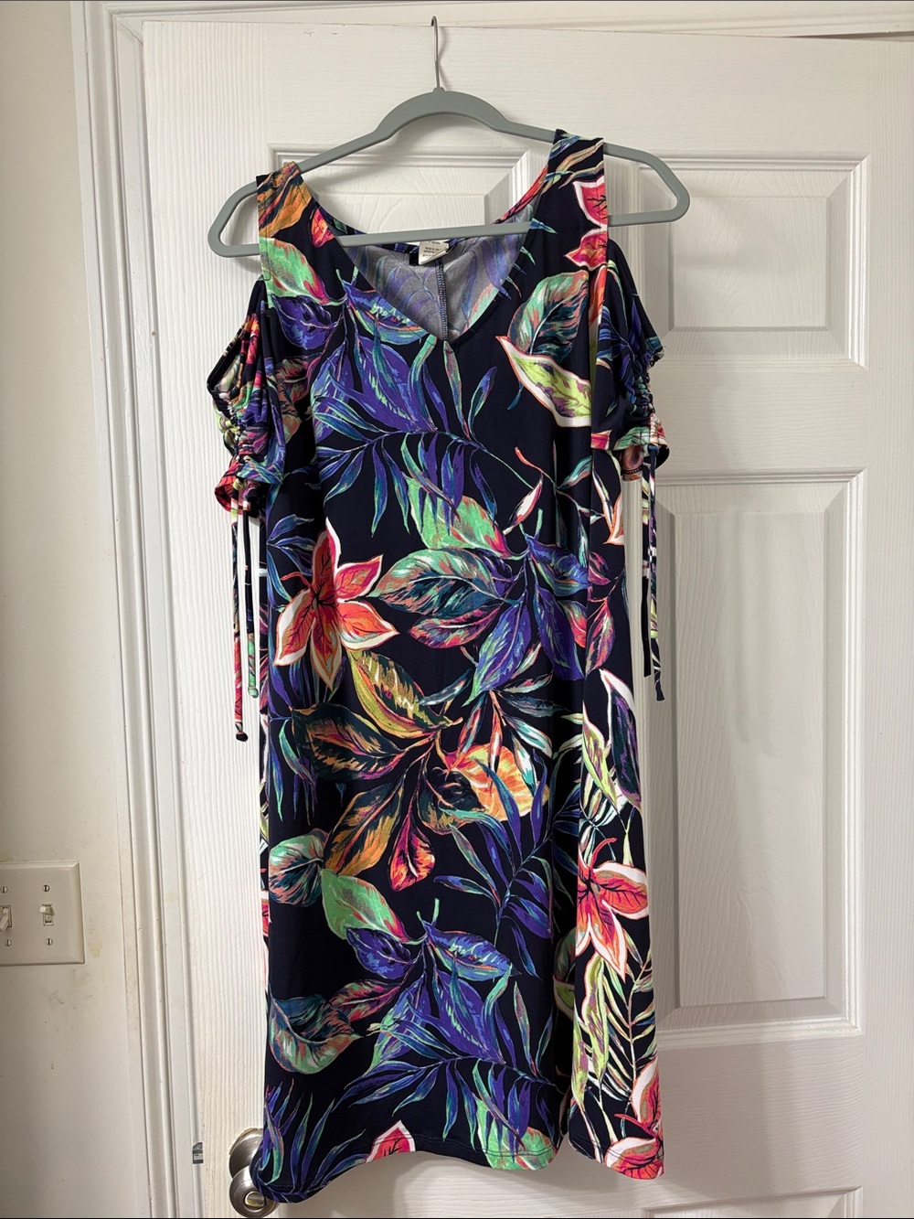 MSK Black Midi Dress with Multicolor Floral Print